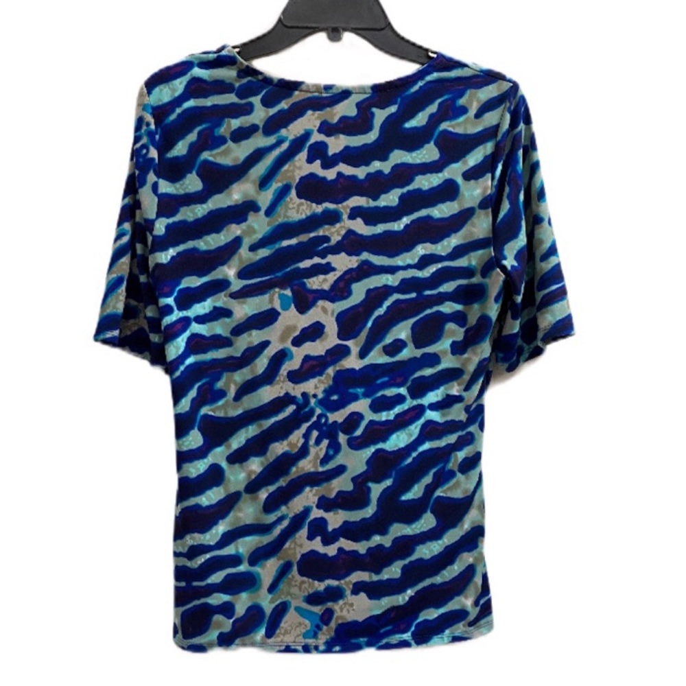 Soft Surroundings Blue Patterned Ruffled Shirt Medium - Picture 2 of 6